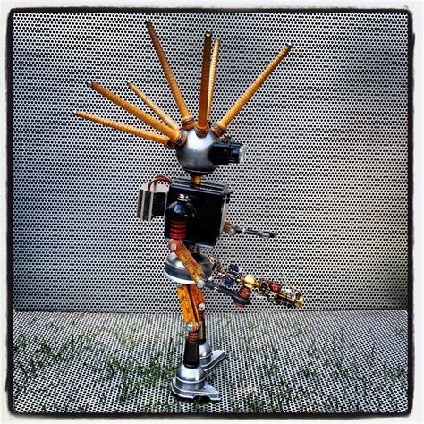 Found Object Robot Assemblage Sculpture By Brian Marshall | Found object art, Found object 