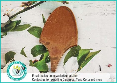 Ceramic Tile Leaf Shape Brown Solid Pottery Asia