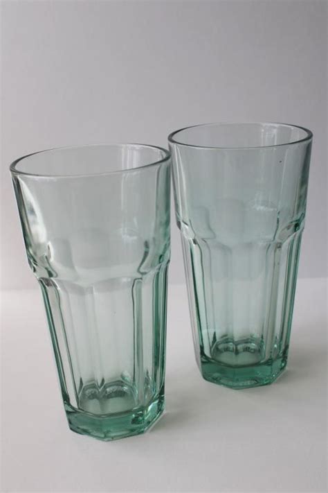 Spanish Green Libbey Duratuff Glass Gibraltar Bistro Tumblers Tall Cooler Glasses