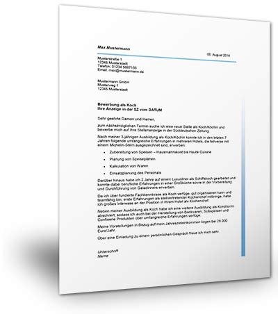 Bewerbung als Koch - überzeugen Sie mit Qualität