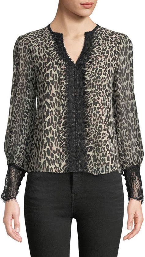 Nanette Lepore Brazen Blouse In Leopard Print Silk Leopard Print