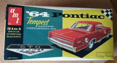 Vintage Amt 1964 Pontiac Tempest Gto 3 In 1 125 Scale Model Car Kit