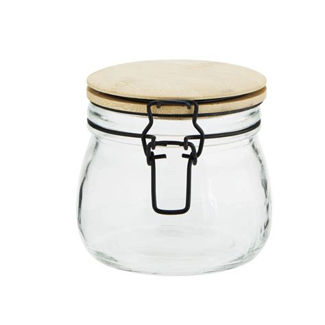 Glass Storage Jar With Bamboo Lid By Peastyle