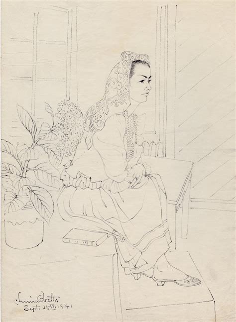 obata brush drawing of a seated model sold egenolf gallery japanese prints