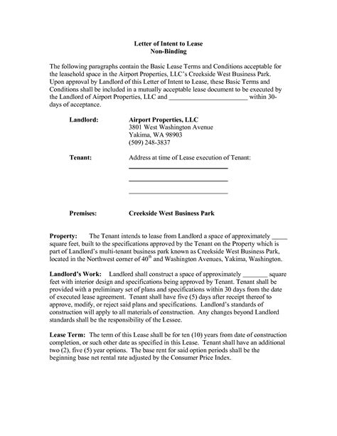 Letter Of Intent Real Estate Free Printable Documents