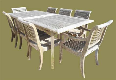 Uhuru Furniture And Collectibles Weathered Teak Outdoor Dining Set Sold