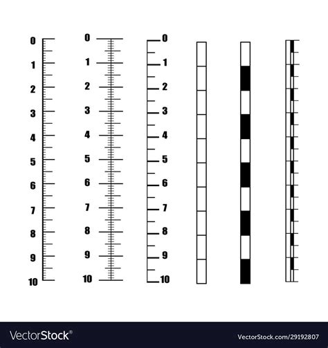 Ruler Inch Set Vertical Scale Royalty Free Vector Image