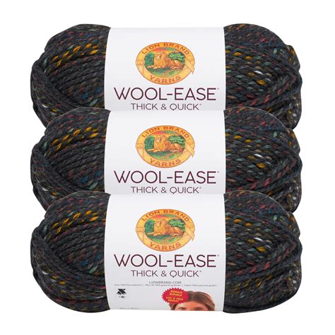 Lion Brand Yarn Wool Ease Thick And Quick Bonus Bundle Bedrock Classic