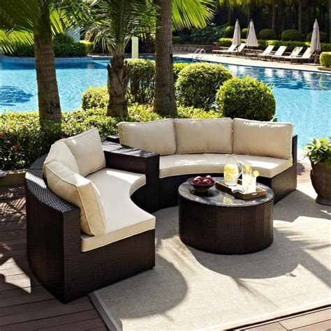 Crosley Catalina 4 Piece Wicker Outdoor Sectional Set With Sand