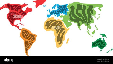 Mapa Del Mundo Dividido En Continentes Fotografías E Imágenes De Alta