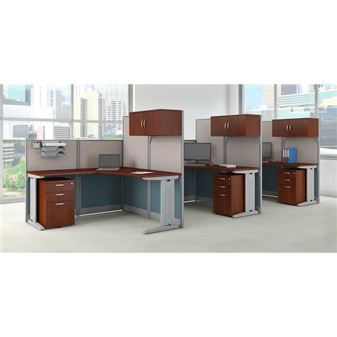 Bush Business Furniture Office In An Hour 3 Person L Shaped Cubicle