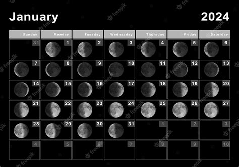 Premium Photo January 2024 Lunar Calendar Moon Cycles Moon Phases
