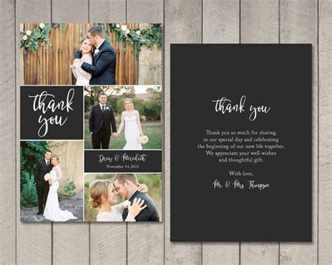 Search photo cards thank you wedding. THIS LISTING INCLUDES: One or Two Sided 5 x 7 Thank You Card. The $12 fee covers the design of ...