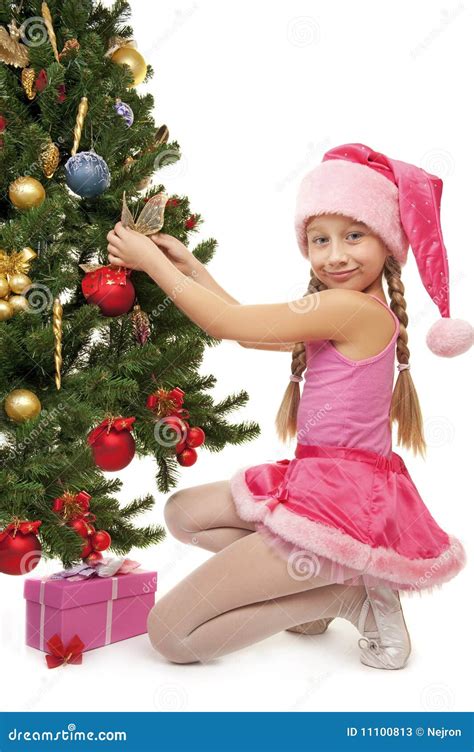 Little Santa Girl Stock Image Image Of Pigtails Christmas 11100813