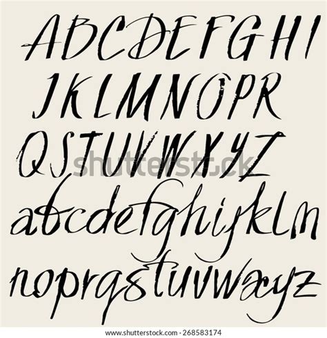 Vector Set Of Hand Drawn Font Alphabet Of The Calligraphy Upper And