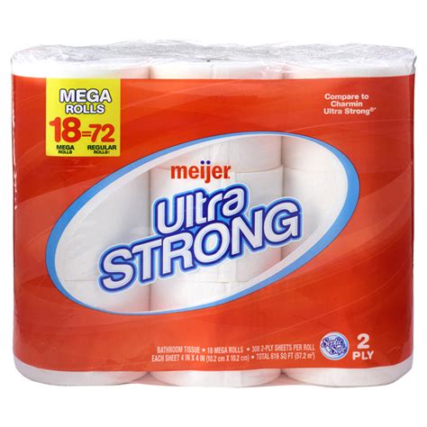 Meijer Ultra Strong Bath Tissue 18 Mega Paper And Plastic Products