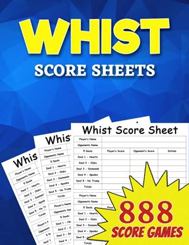 Whist Score Sheets 888 Large Score Pads For Scorekeeping Whist Score