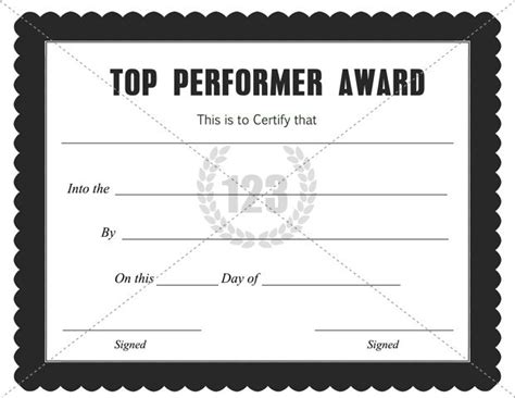Top Performer Award Certificate Template Download Free Pdf