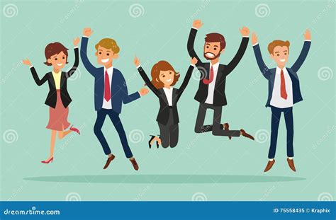 Business People Jumping Celebrating Success Cartoon Illustration Stock