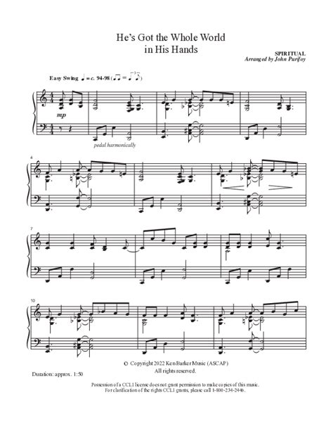 Hes Got The Whole World In His Hands Sheet Music Pdf Ken Barker