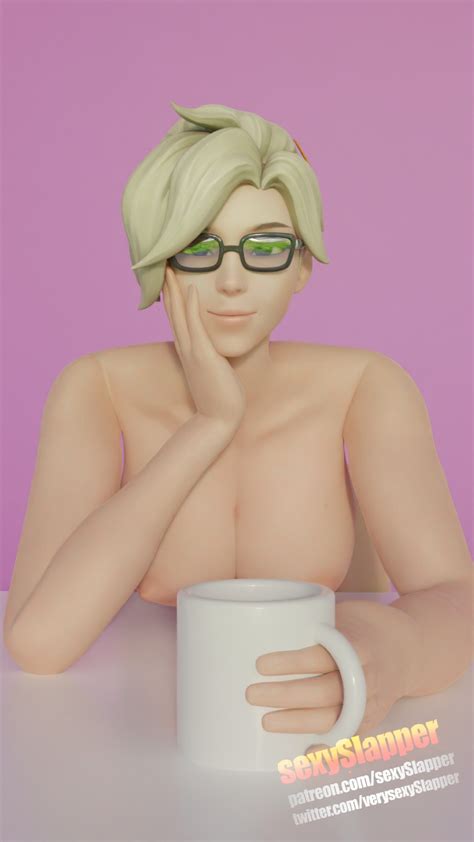 Rule 34 1girls 3d Breasts Glasses Holding Holding Mug Holding Object Mercy Overwatch Resting
