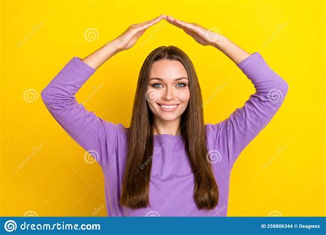 Photo Of Young Cheerful Positive Smiling Businesswoman Wear Purple
