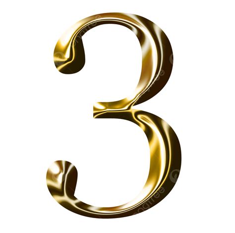 Gold Number Symbol 3 Creativity Smooth Shiny Type Png Transparent