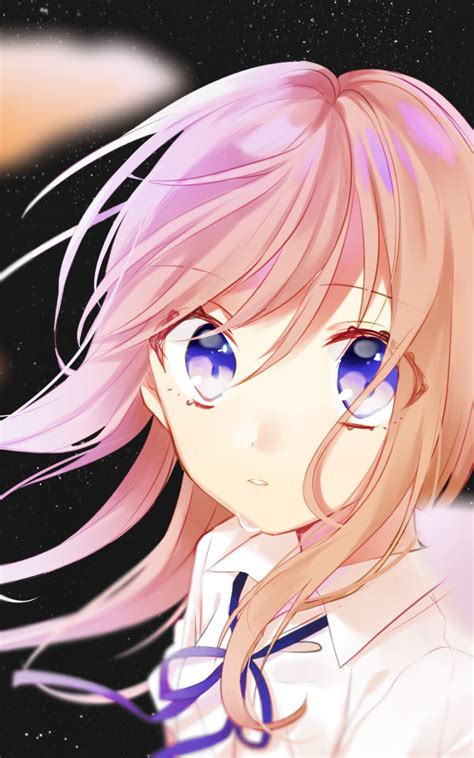 Download 1600x2560 Anime Girl Pink Hair Blue Eyes