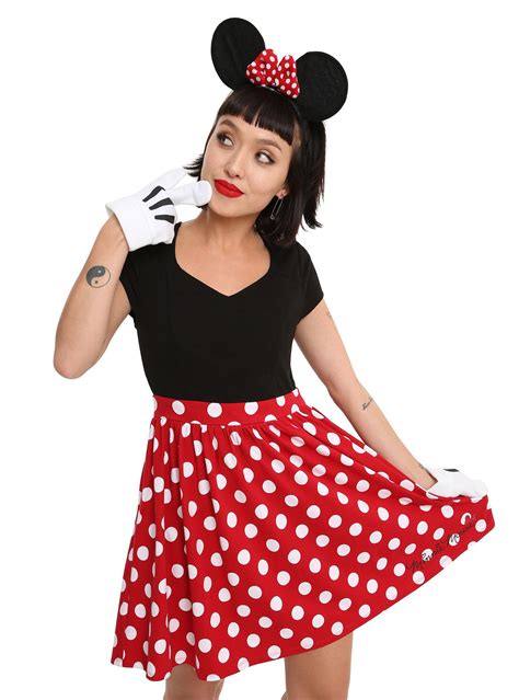 dress up as everyone s favorite female mouse with this dress from disney the black red and