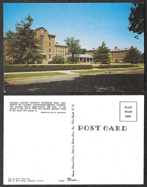 Old University Of Illinois Postcard Womens Residence Hall