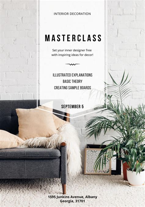 Interior Design Masterclass Ad With Plant Near Sofa Online Poster