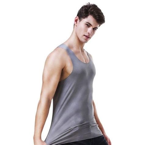 Ice Silk Men Male Tank Tops Undershirts Comfy Fitness Elastic Basic O Neck Sleeveless Plus Size