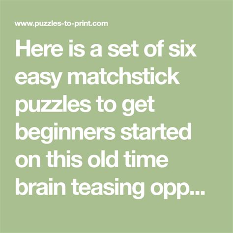 Easy Matchstick Puzzles Printable Brain Teasers Matchstick Brain