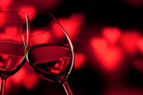 Romantic Celebration Valentines Day Wine Wineglass Red Love Stock Photo