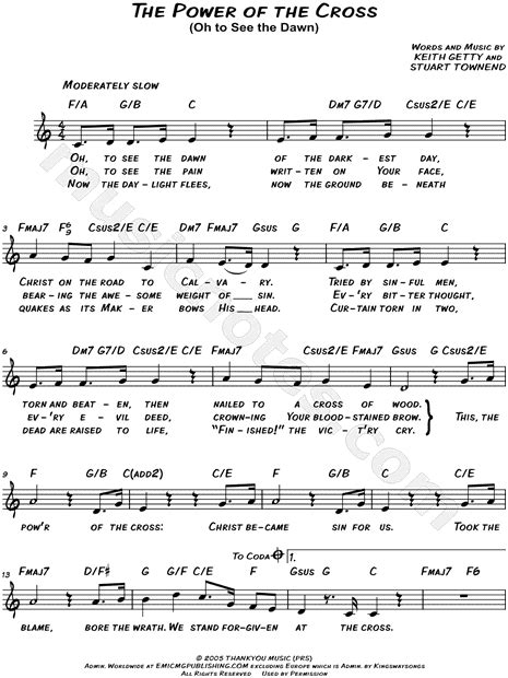 Keith And Kristyn Getty The Power Of The Cross Sheet Music Leadsheet
