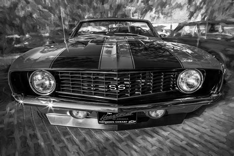 1969 Chevy Camaro Ss Painted Bw Photograph By Rich Franco Fine Art