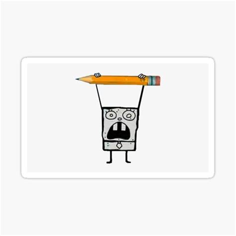 Doodlebob From Spongebob Holding Pencil Me Hoy Minoy Sticker For Sale