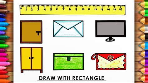 How To Draw And Colour Rectangular Shape Objects Draw With Rectangle