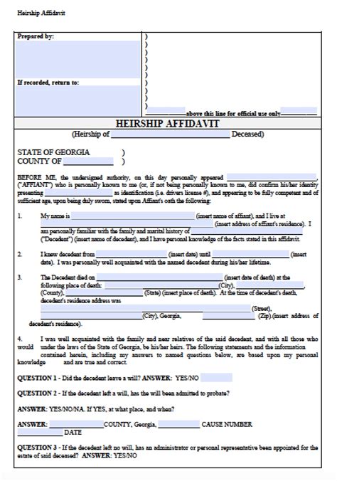 Printable How To Fill Out An Affidavit Of Heirship Forms And Images