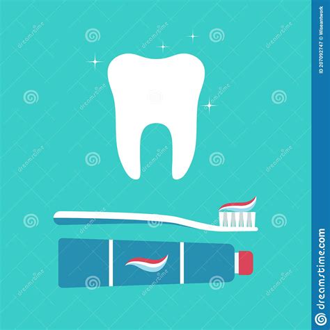 Tooth Brush And Toothpaste Toothbrush With Paste Tube For Teeth Icon Of White And Clean Tooth