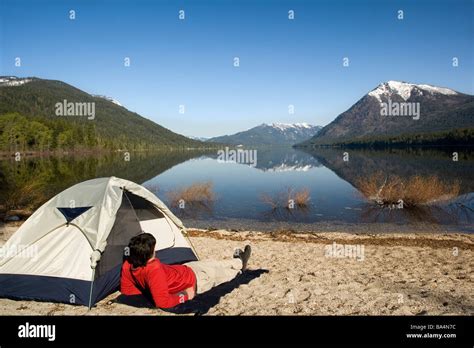 Camping By Lake Wenatchee Lake Wenatchee State Park Washington Stock