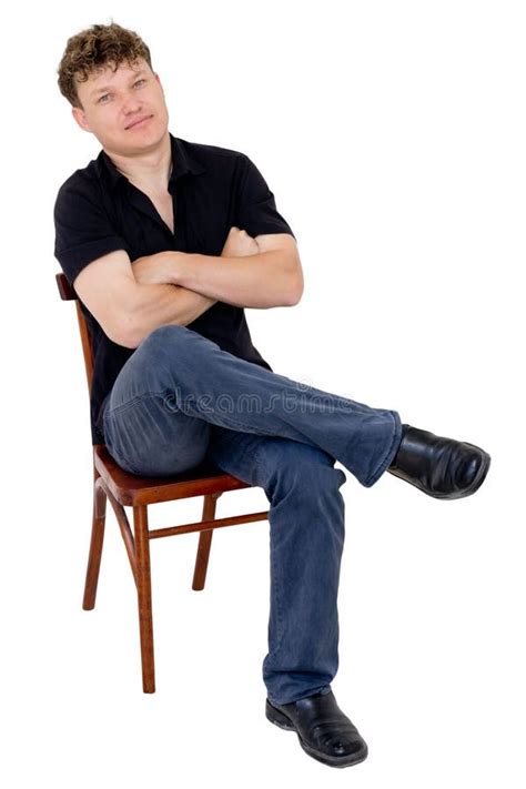 Man Sitting On A Chair On A White Background Stock Image Image Of