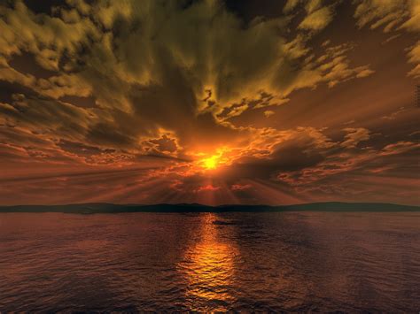 1027405 Sunlight Sunset Sea 3d Render Reflection Sky Sunrise
