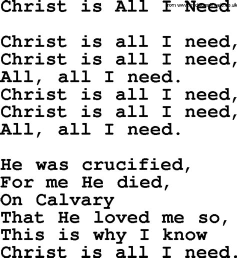 Baptist Hymnal Christian Song Christ Is All I Need Lyrics With Pdf