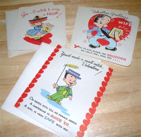 3 Barker Cards 1950s Valentine Cards With Envelopes Unused Etsy
