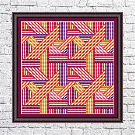 Abstract Geometric Design Cross Stitch Pattern Pink Colors Etsy