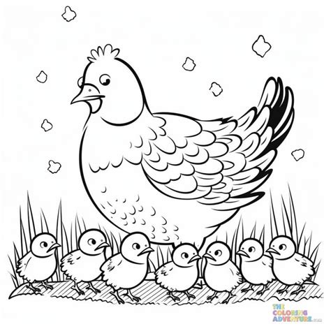 Coloring Page Mother Hen And Her Chicks Free Printable Coloring Pages