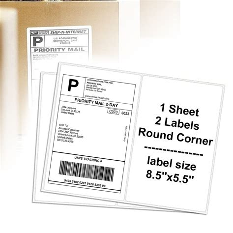 Buy Labelmore Half Sheet Shipping Labels With Rounded Corner Address