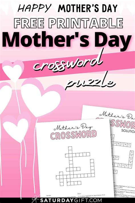 Mothers Day Crossword Puzzle Cute And Free Printable Saturdayt
