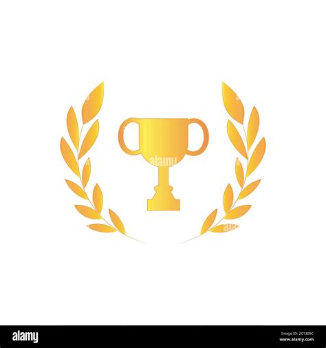 Golden Vector Trophy Cup Surrounded By A Golden Laurel Wreath Great